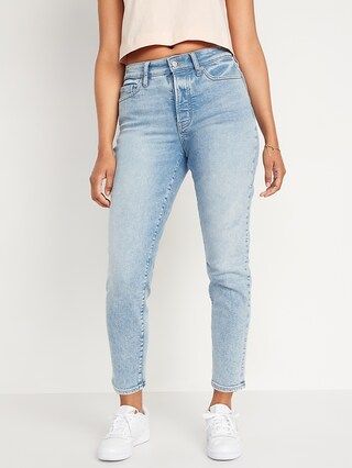 High-Waisted Button-Fly O.G. Straight Light-Wash Ankle Jeans for Women | Old Navy (US)