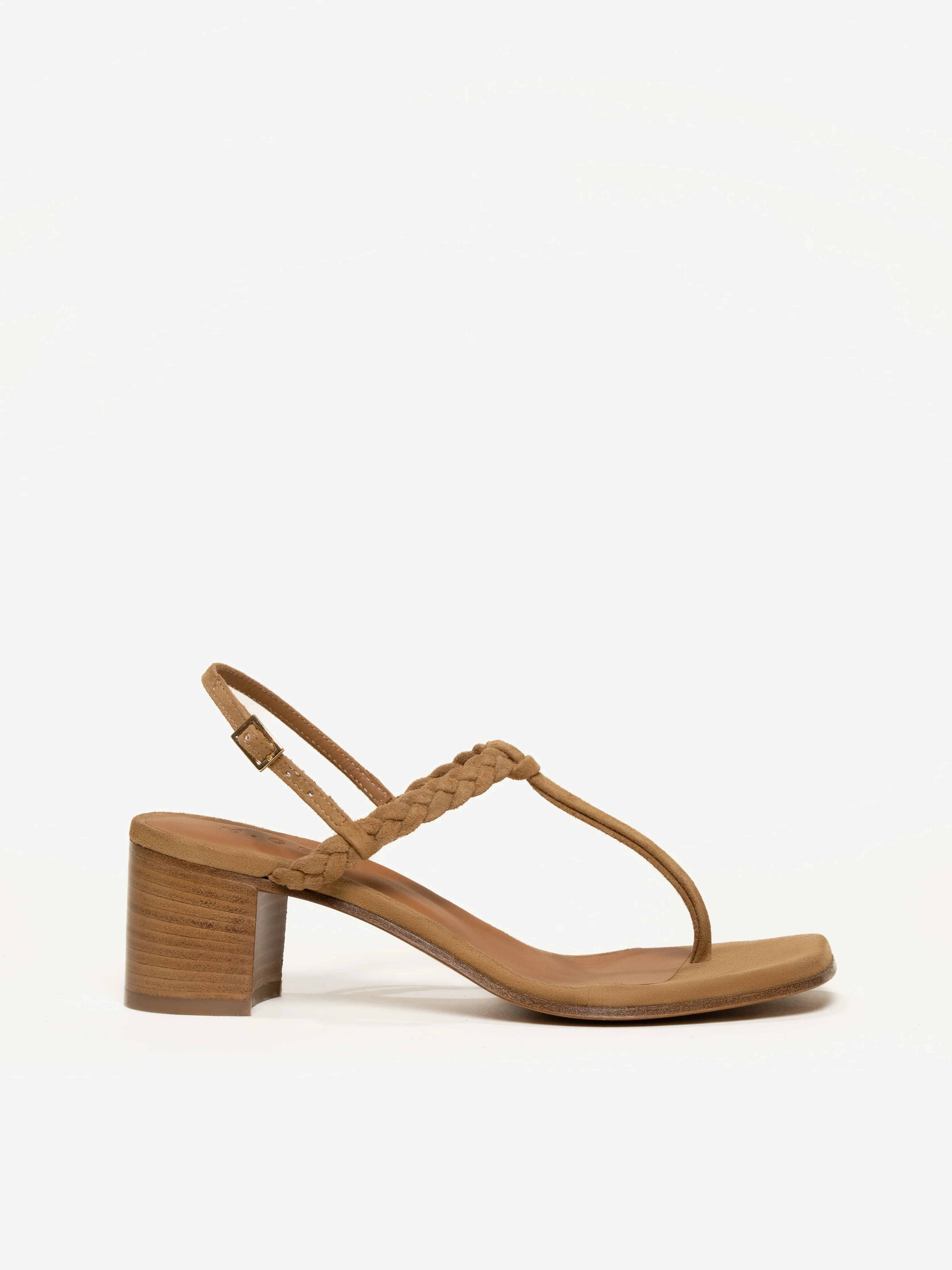 JA x M. Gemi Treccina Block Heel Sandal - Saddle | Julia Amory
