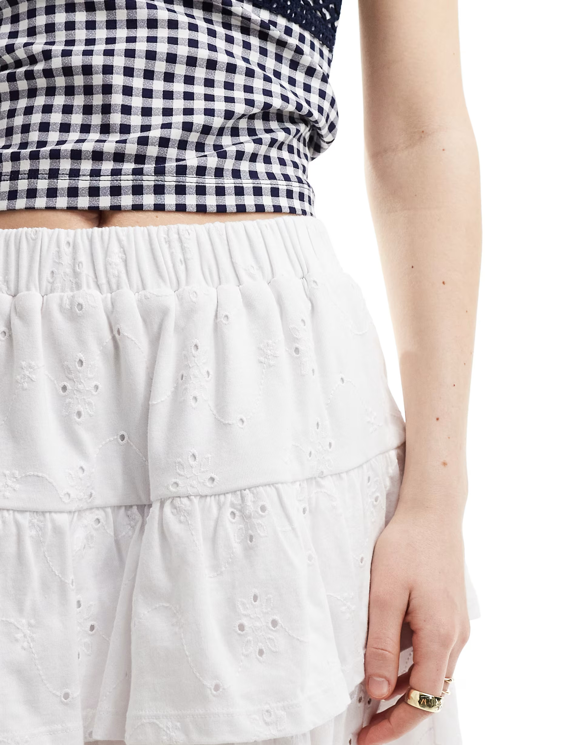 ASOS DESIGN tiered broderie skirt in white | ASOS (Global)