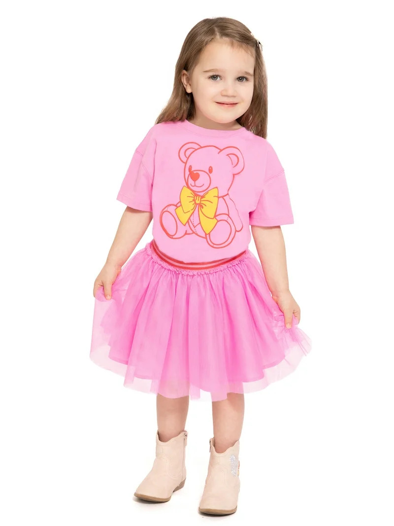 Valentine's Day Toddler Girls Graphic Crewneck Top and Skirt Set from Way to Celebrate, Sizes 12M... | Walmart (US)