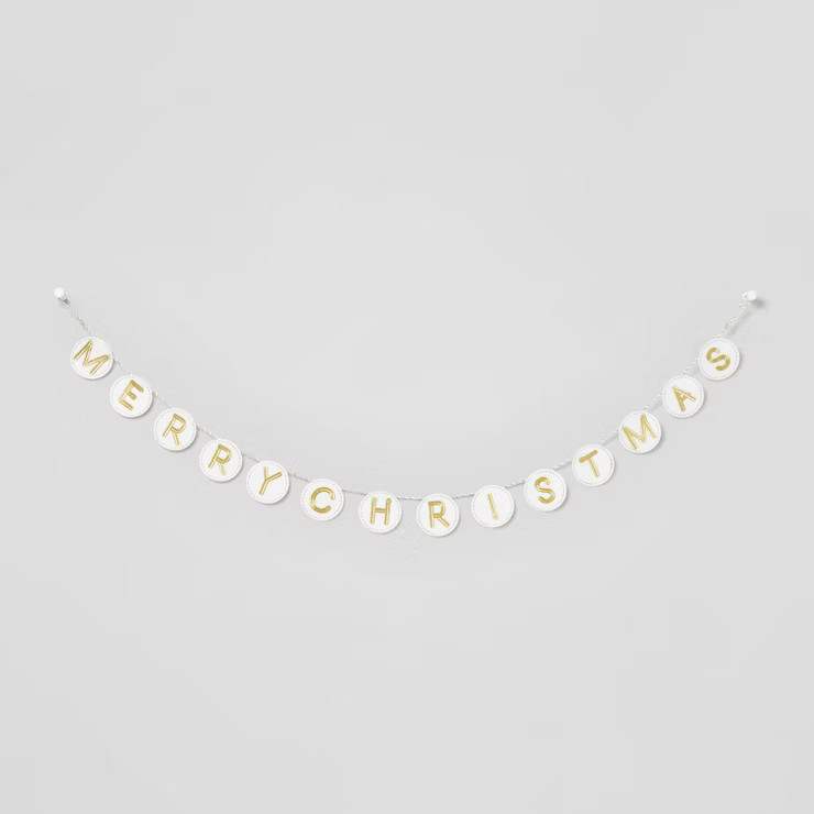 6' 'Merry Christmas' Garland White/Gold - Wondershop™ | Target