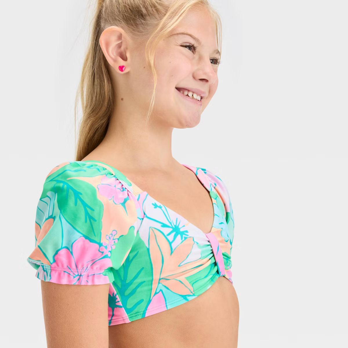 Girls' 'Lovely Luau' Floral Printed Bikini Set - Cat & Jack™ White | Target