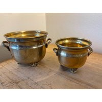 Vintage Footed Brass Pot Plant Holders With Handles | Set Of 2 | Etsy (US)