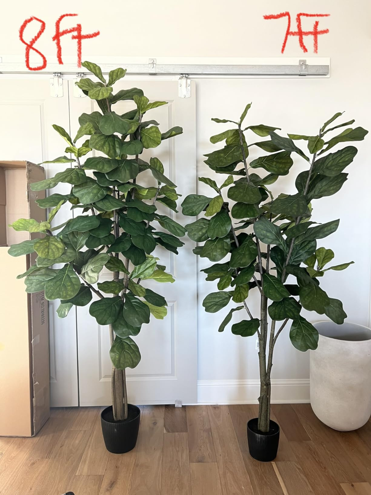 Vickerman 8ft Artificial Potted Fiddle Tree - 114 Large Fiddle Leaves - Green Silk - Artificial I... | Amazon (US)