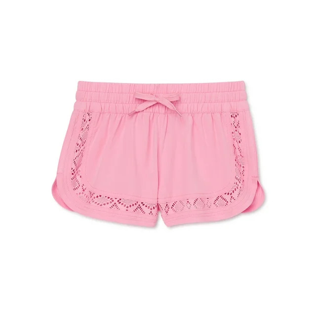 Wonder Nation Girls Crochet Swim Shorts with UPF 50+, Sizes 4-18 & Plus - Walmart.com | Walmart (US)