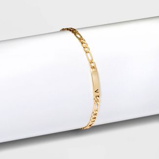 Gold Plated Initial Bar Figaro Chain Bracelet - A New Day™ Gold | Target
