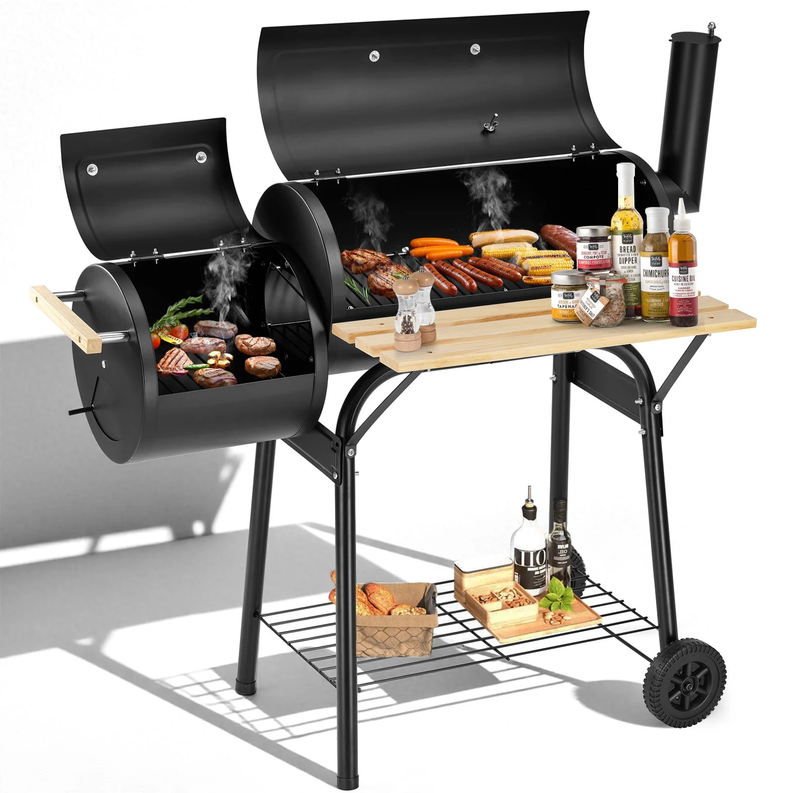 Segmart BBQ Charcoal Grill, 45.28-inch Length Portable Barbecue Grill, Offset Smoker Barbecue Ove... | Walmart (US)