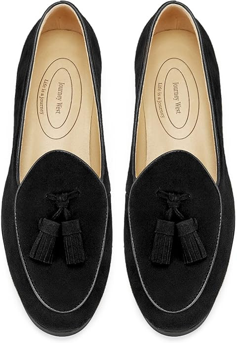 Journey West Suede Tassel Loafer for Women Slip-on Belgian Loafers Shoes | Amazon (US)