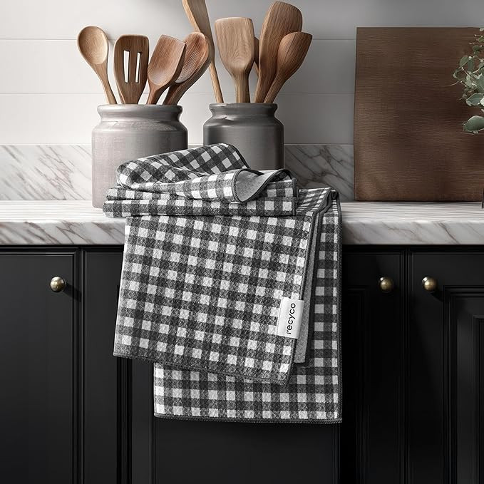 RECYCO Waffle Kitchen Towel Set of 2 - Quick Dry Microfiber Sustainable Dish Towels - Ultra Absor... | Amazon (US)