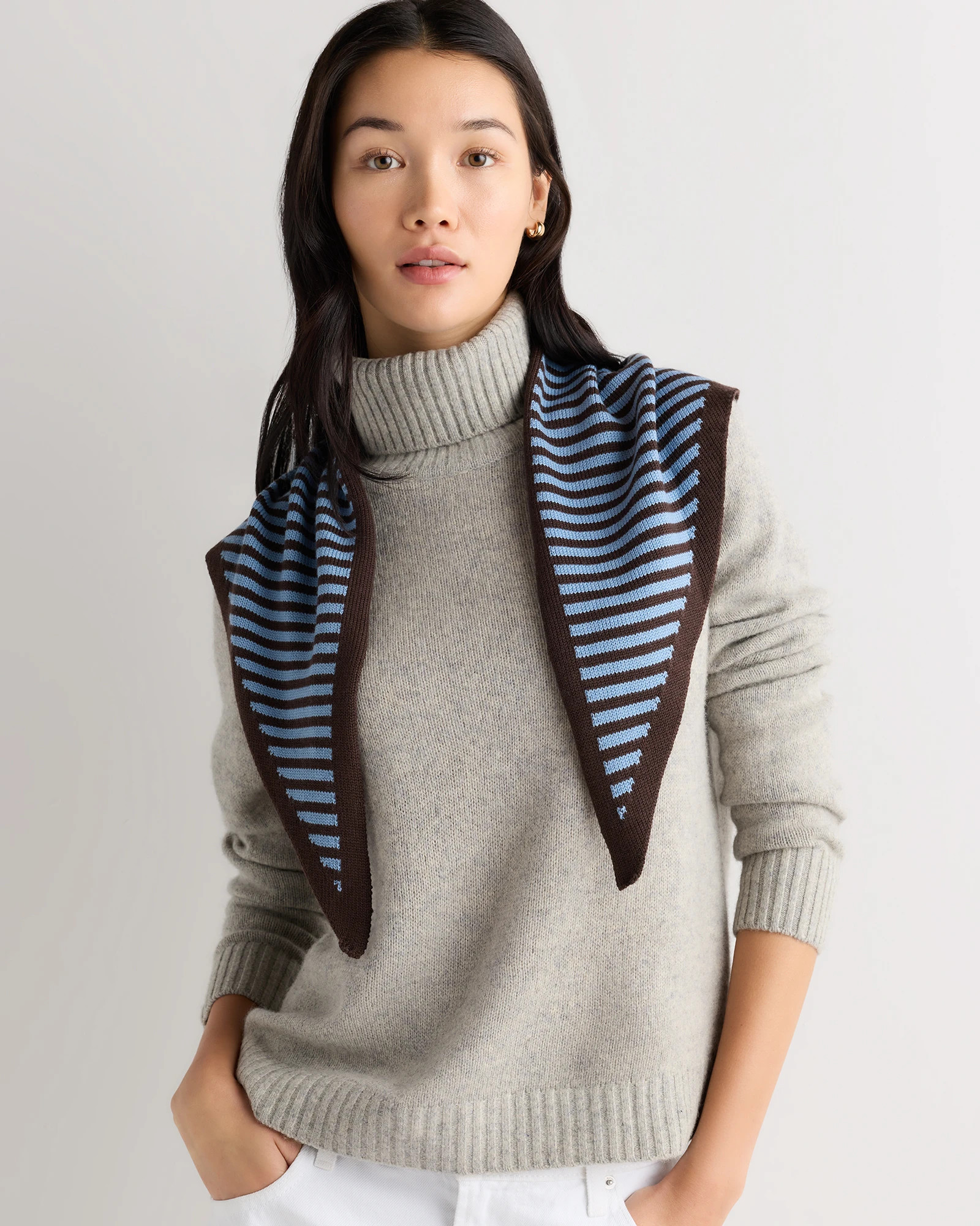 Quince | Women's 100% Merino Wool Triangle Scarf in Black/Charcoal | Quince