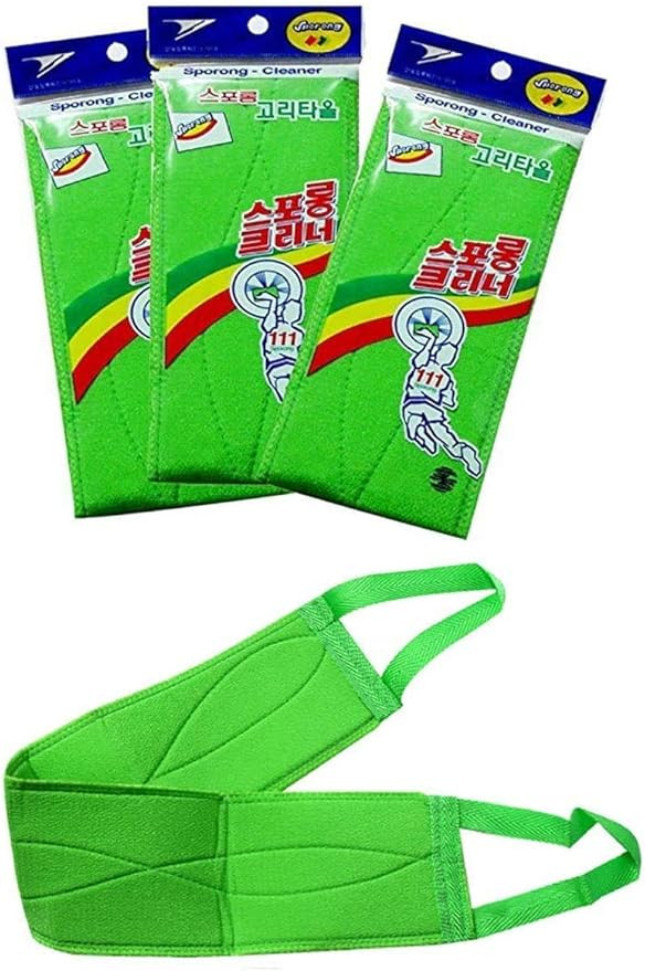 SPORONG x (3 pcs) Long Exfoliating Back Washcloth Bath Wash Towel Korean Italy Towel | Amazon (US)