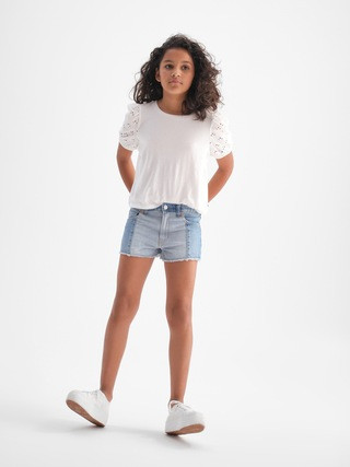 Kids High Rise Patchwork Shortie Shorts with Washwell | Gap (US)