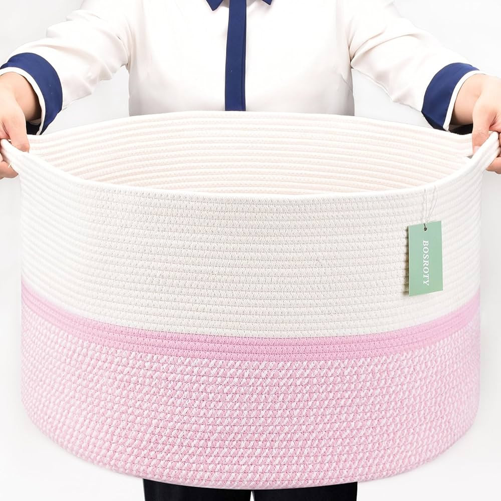 Extra Large Cotton Rope Basket For Girls Kids 87L, Nursery Hamper, Large Laundry Basket, Nursery ... | Amazon (US)