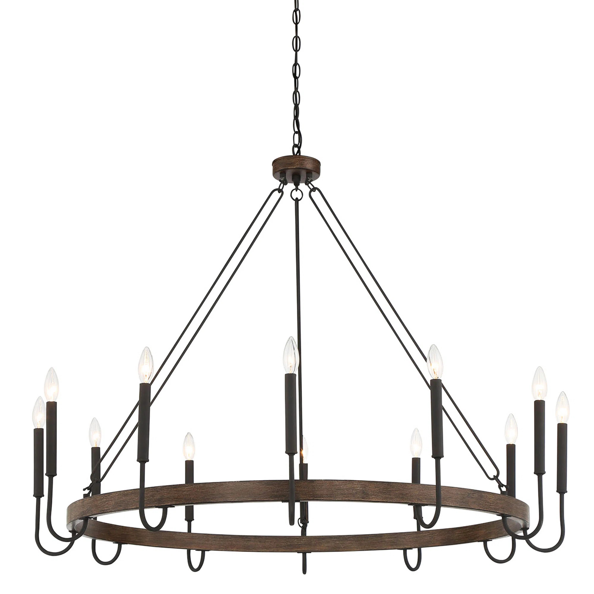 Bourget 12 - Light Candle Style Wagon Wheel Chandelier | Wayfair North America