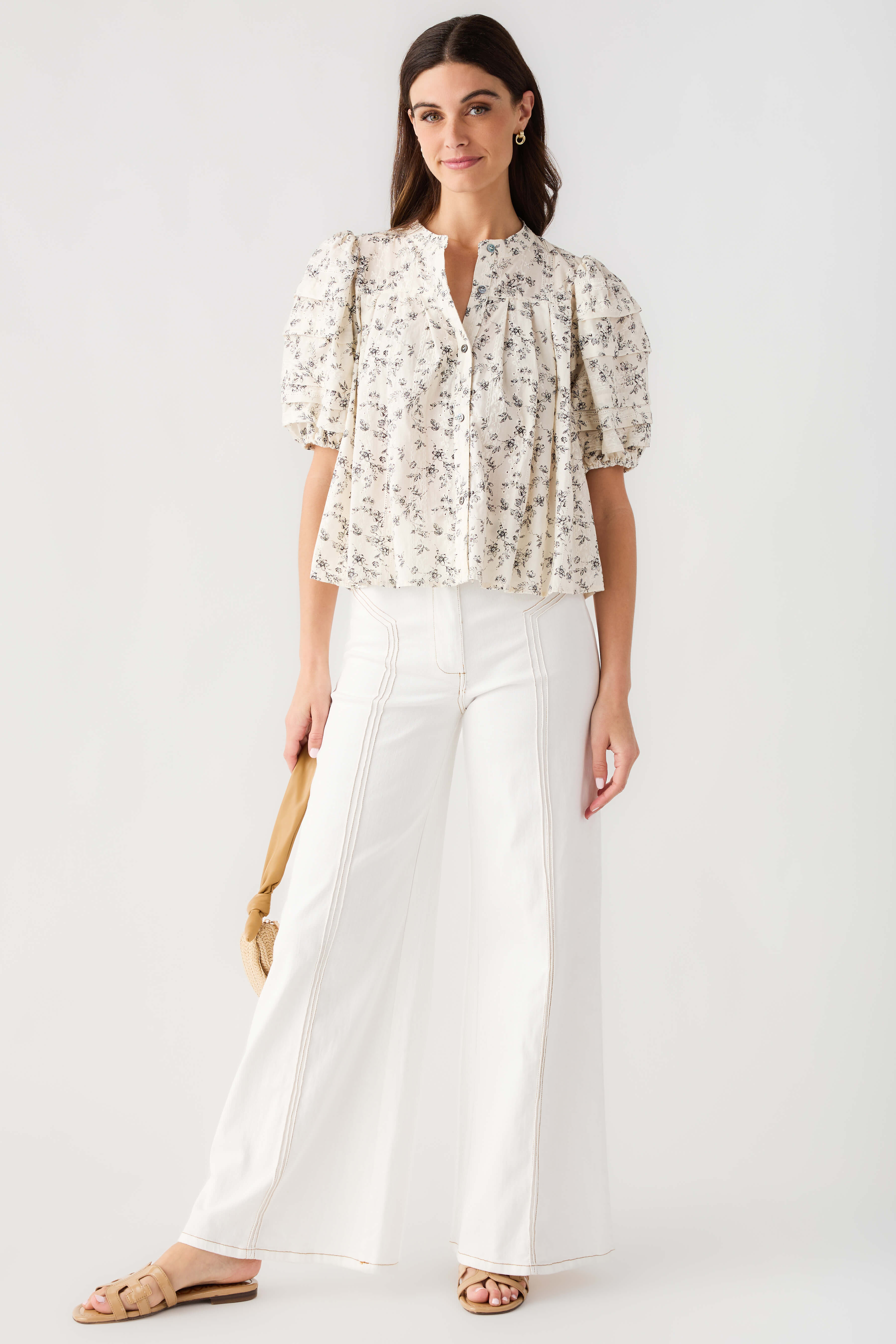 Olivaceous Puff Sleeve Top | Social Threads