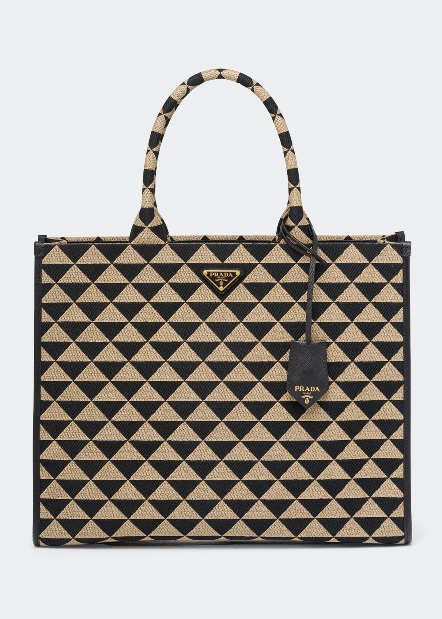 Prada Large Triangle Logo Jacquard Tote Bag | Bergdorf Goodman