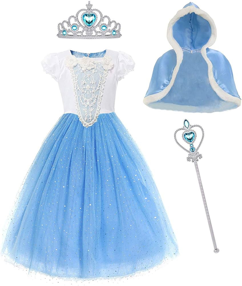 Cinderella Princess Dress Girls Fancy Party Costume Christmas Cosplay Dress Up Outfit for 3-8 Yea... | Amazon (US)