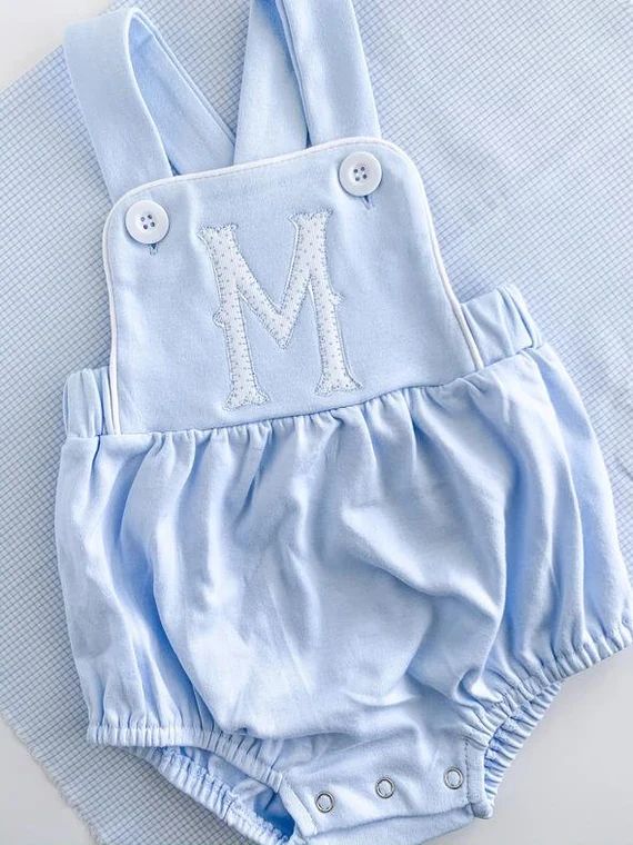 Baby Blue Sunsuit Personalized with Initial | Etsy (US)
