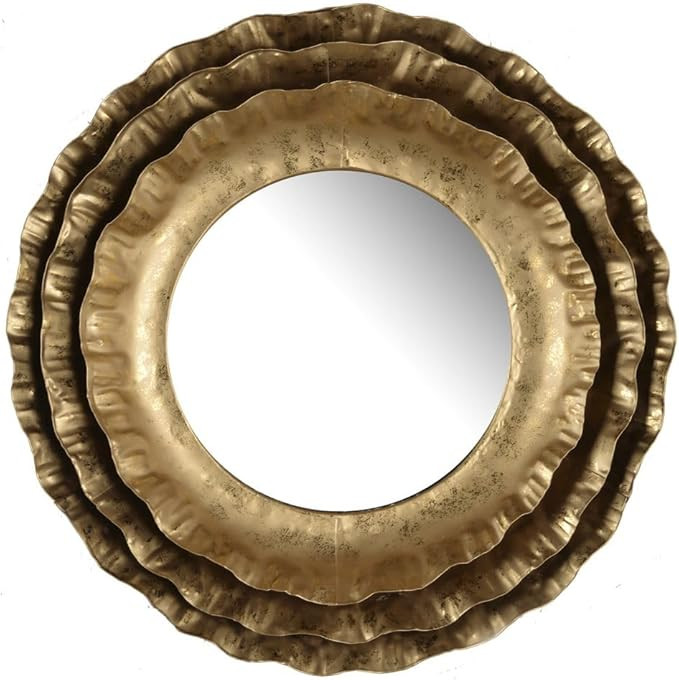 T2 Concept 16” Round Wall Mirror with Lavish Gold Metal Frame, Mid-Century Modern Accent Mirror... | Amazon (US)