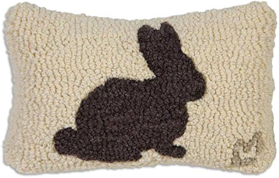Artist-Designed Chocolate Bunny Hand-Hooked Wool Decorative Throw Pillow - Easter Pillow for Couc... | Amazon (US)