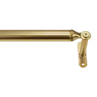 Lumi Home Furnishings 28 in.-48 in. Adjustable 7/8 in. Dia. Single Curtain Rod in Brass with Deco... | The Home Depot