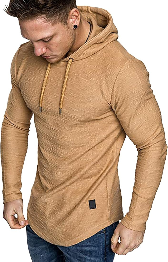Lexiart Mens Fashion Athletic Hoodies Sport Sweatshirt Solid Color Fleece Pullover | Amazon (US)
