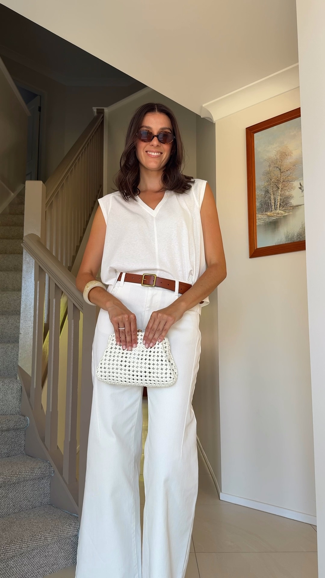 A classic all white outfit for summer- love a good pair of white jeans + white top. elevated with a tan thong heel, white bag and brown sunglasses x 

#LTKstyletip #LTKaustralia