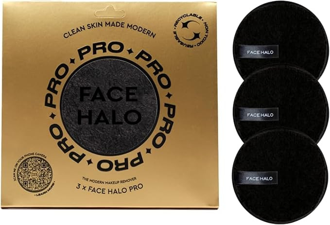 Face Halo Pro Makeup Remover, Eco-Friendly, Reusable, Vegan Friendly, Black, Set of 3 (Pack of 1) | Amazon (UK)
