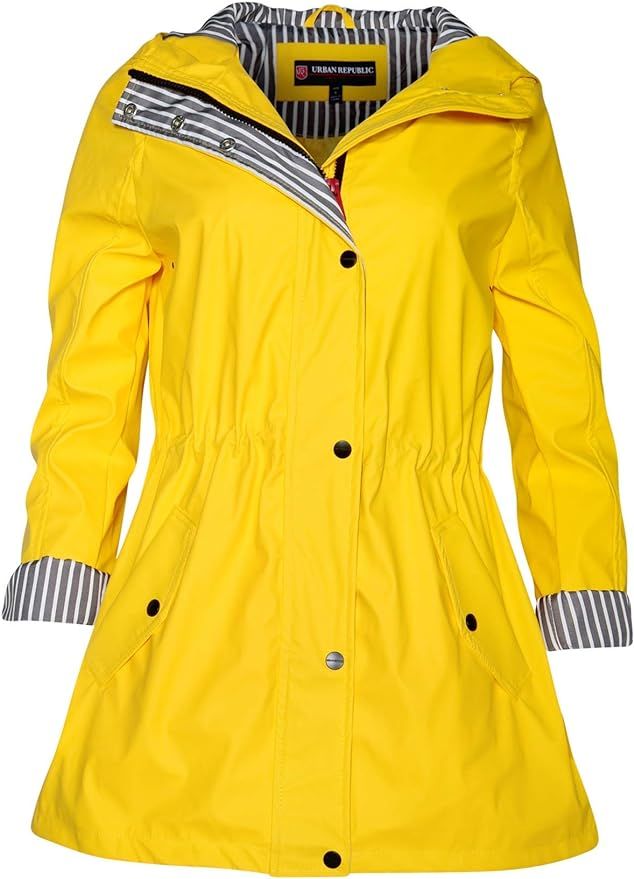 Urban Republic Women’s Lightweight Hooded Raincoat Jacket with Cinched Waist | Amazon (US)