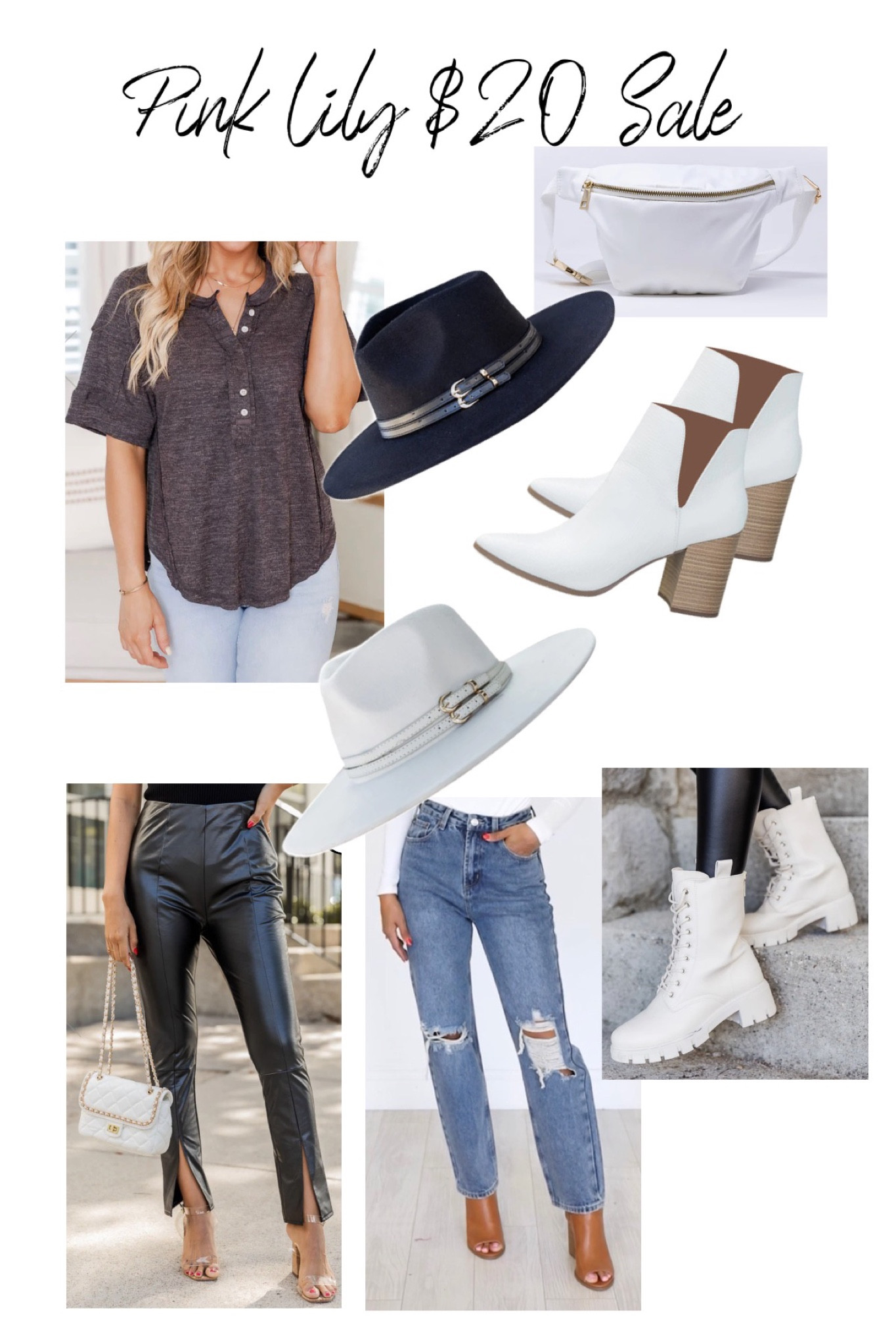 Pink Lily $20 sale going on now.

Outfit ideas
Fedora hats
Women’s jeans
Women’s booties
White booties
White boots 


#LTKGiftGuide #LTKCyberweek #LTKunder50