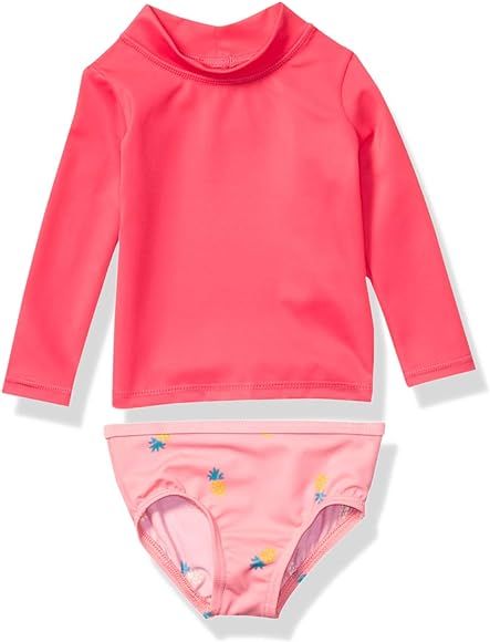 Amazon Essentials Toddler and Baby Girls' UPF 50+ 2-Piece Long-Sleeve Rash Guard Set | Amazon (US)