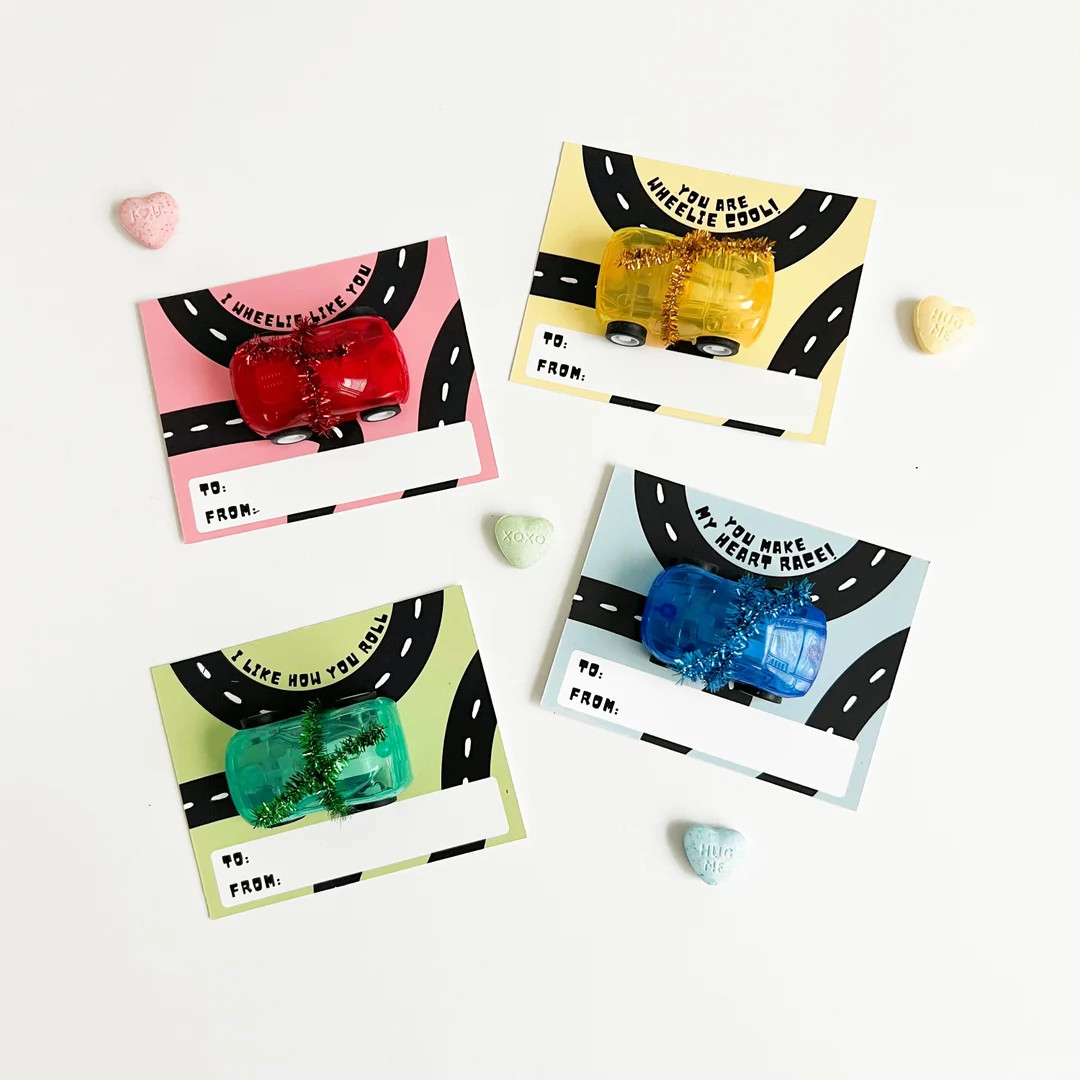 School Valentine Cards, Race Car Favor Tags, Boy Valentine Cards for Class, Printable Valentine C... | Etsy (US)