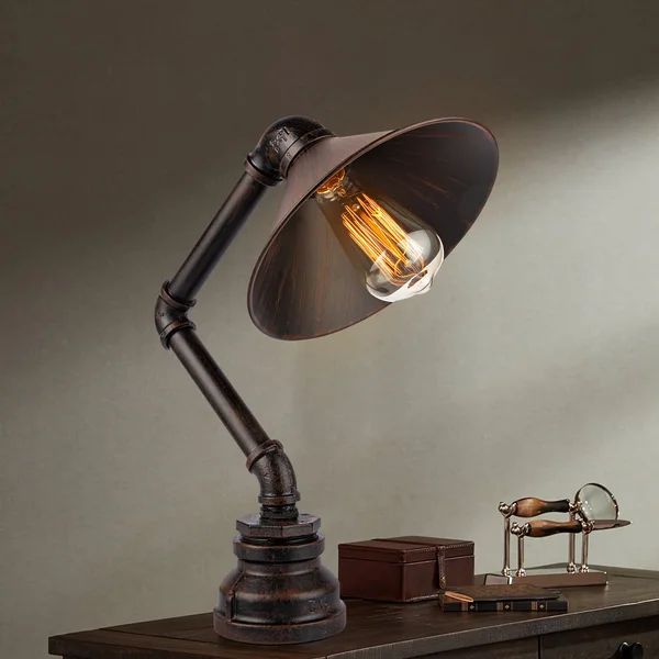 Claybrooks 15.35'' Copper Desk Lamp with Outlet | Wayfair North America
