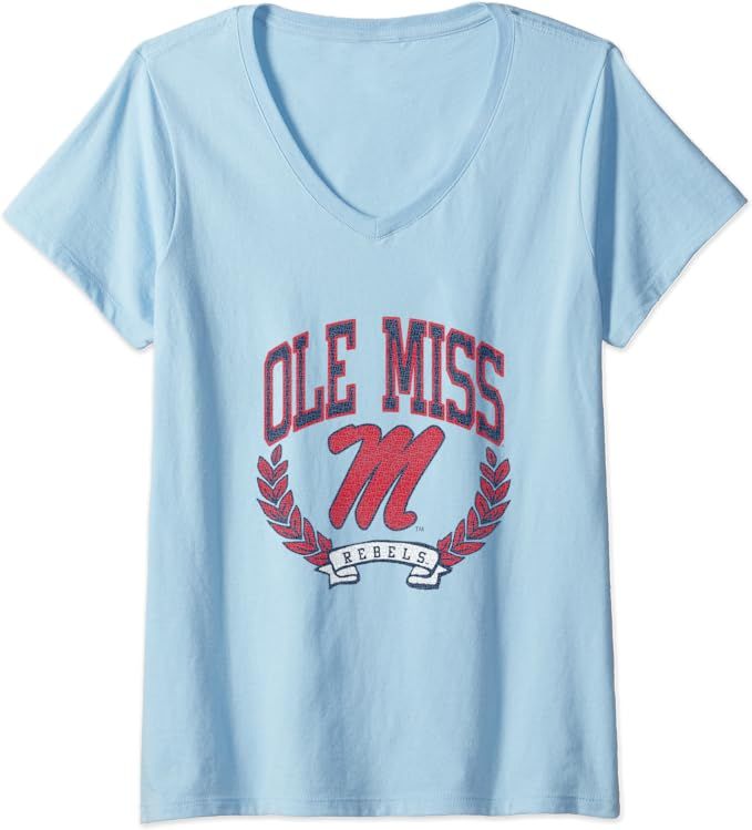 Mississippi Ole Miss Rebels Victory Vintage Blue V-Neck T-Shirt | Amazon (US)