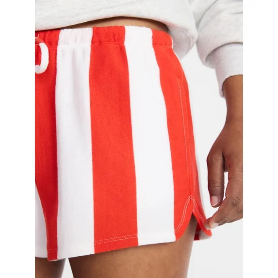 No Boundaries Striped French Terry Baja Shorts, 2.5" Inseam, Women's | Walmart (US)