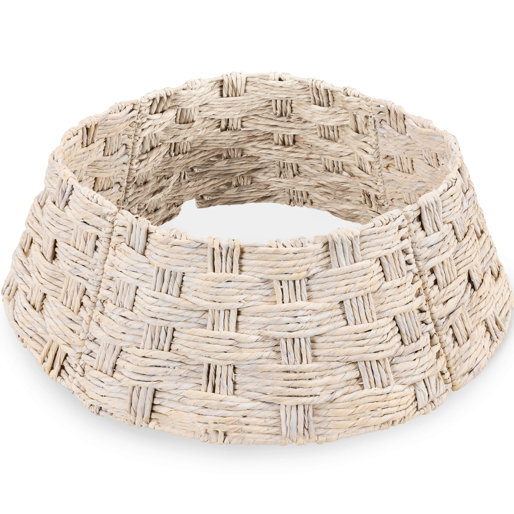 Basket Woven Hyacinth Christmas Holiday Tree Collar - 36in | Best Choice Products 