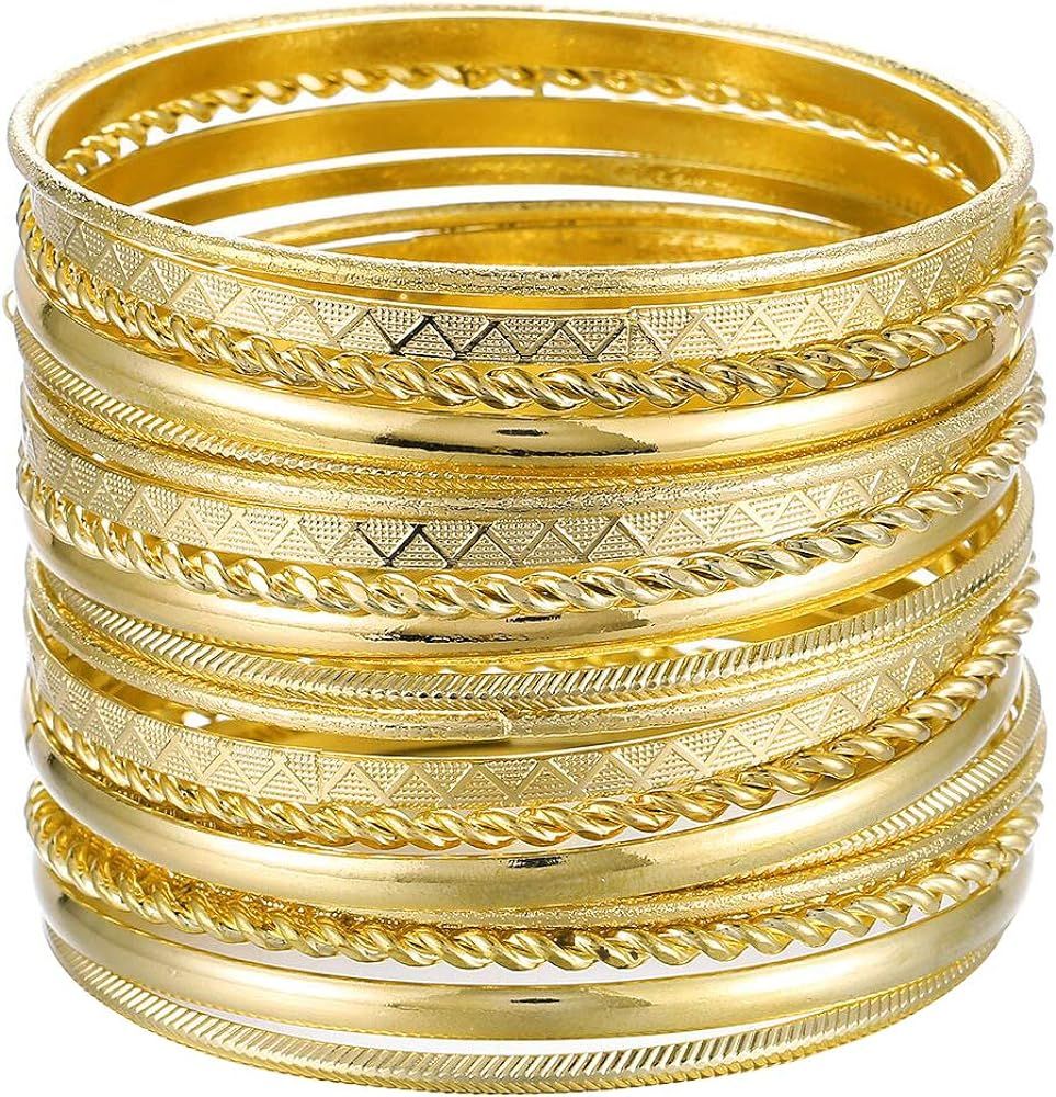 Ensoul Multiple Metal Bracelets & Bangles Set for Women Luxury 20Pcs/Set 2.68” Diameter. | Amazon (US)