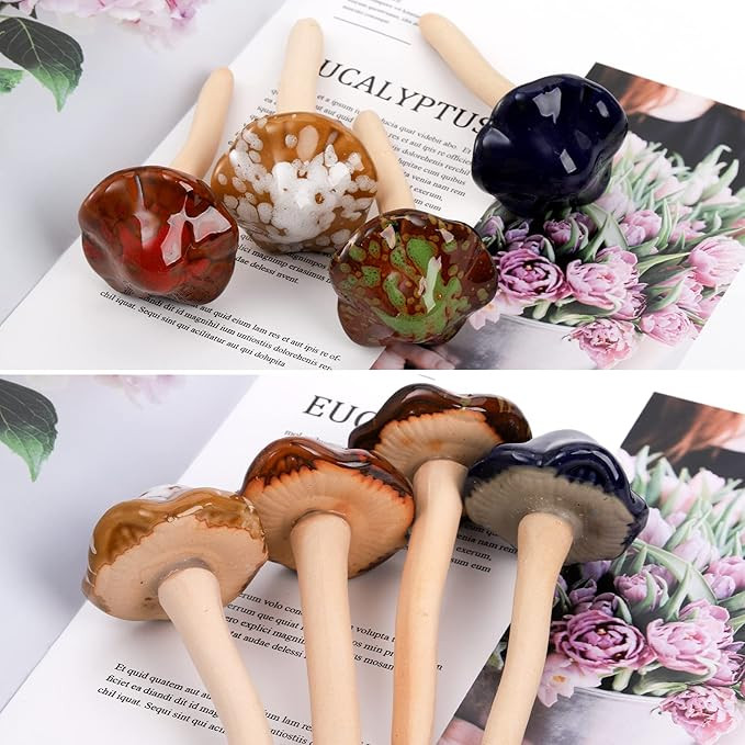 Peohud 12 Pack Ceramic Garden Mushrooms, Lawn Ornament Decor Mushrooms for Fairy Garden, Yard, In... | Amazon (US)
