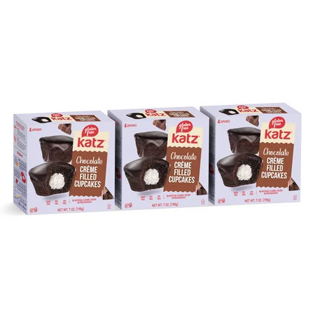 Katz Gluten Free Creme Filled Cupcakes - Chocolate |Gluten Free, Dairy Free, Nut Free, Soy Free, Kosher | (3 Pack, 7.0 Ounce Each) | Walmart (US)
