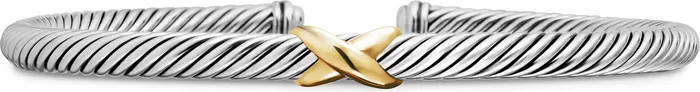 X Classic Cable Station Bracelet in Sterling Silver with 14K Gold, 4mm | Nordstrom
