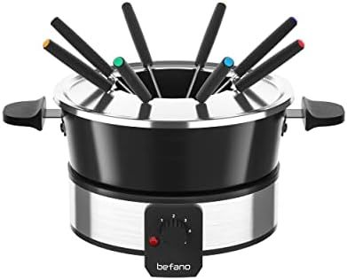 Befano Stainless Steel Fondue Pot with Temperature Control, Forks, Cups, and Rack, 2-Quart, Non-S... | Amazon (US)