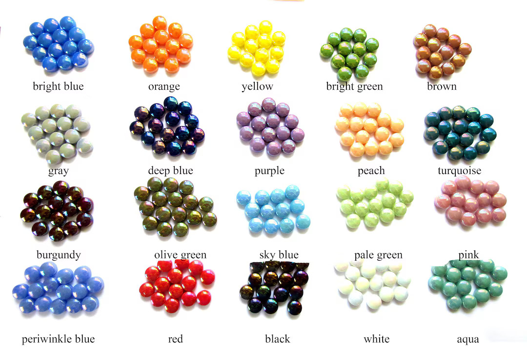 35 Round Mosaic Tiles, Iridized Glass Gems, Iridescent Tiles, Opal Glass Tiles, Small Round Tiles... | Etsy (US)