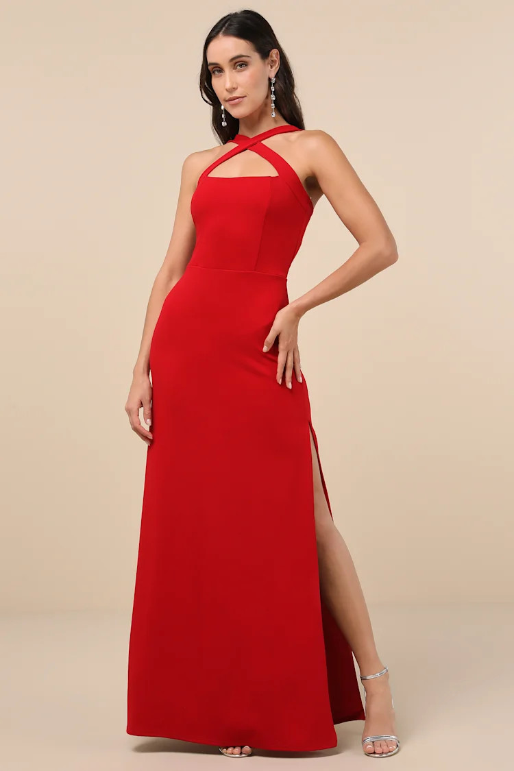 Perfectly Demure Red Backless Column Maxi Dress
            Lulus
         $78 | Lulus