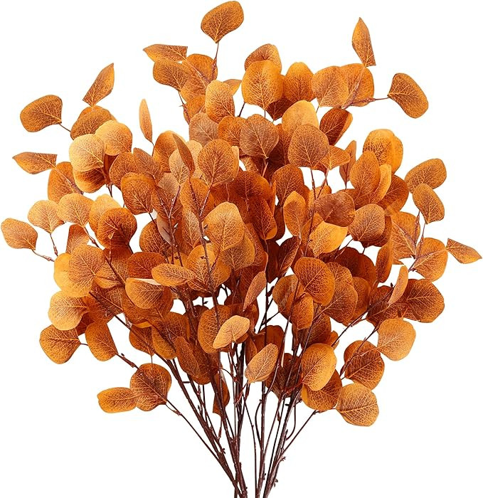 Amazon.com: Sggvecsy 6 Pcs Fall Eucalyptus Leaves Artificial Eucalyptus Stems Long Silver Dollar ... | Amazon (US)