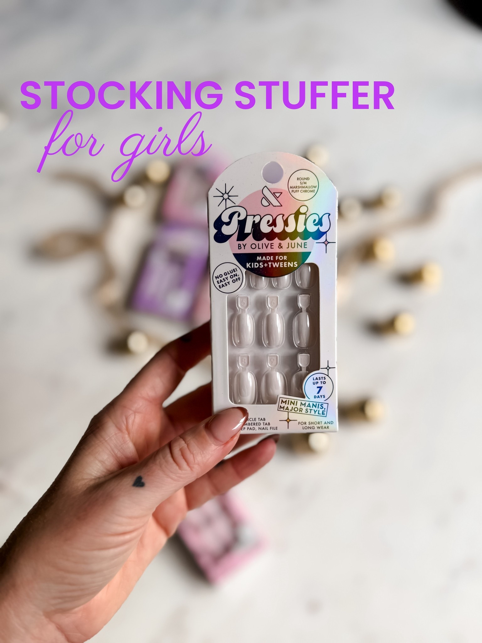 Stocking stuffers gifts for girls and tweens
Pressies by Olive and June 
Fake nails that are the perfect size for girls 

#LTKGiftGuide #LTKHoliday