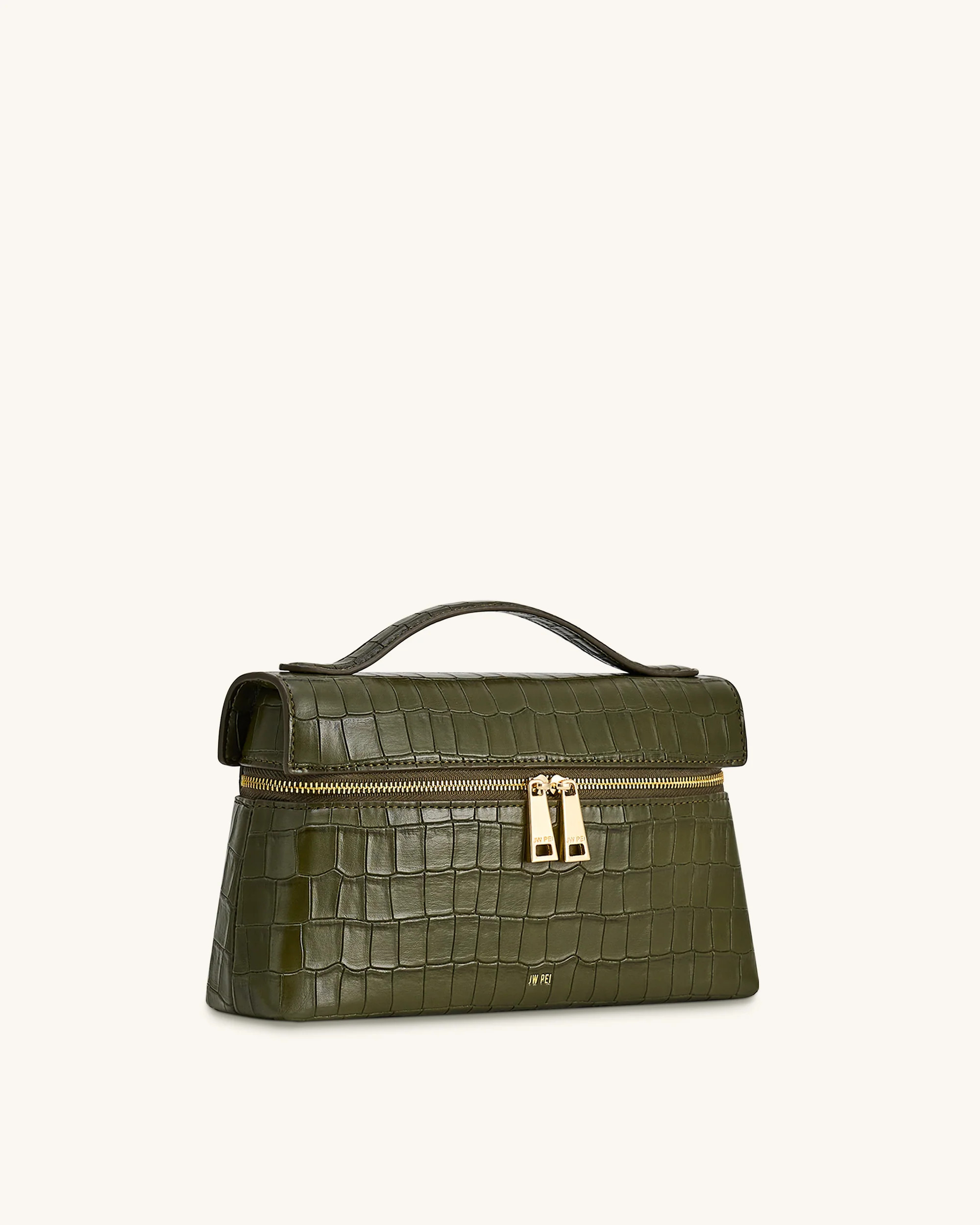 Thea Croc-Embossed Top Handle Bag - Olive Green | JW PEI US