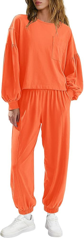 LAMISSCHE Womens Lounge Sets 2 Piece Outfits Long Sleeve Top And Jogger Set Matching Workout Set ... | Amazon (US)