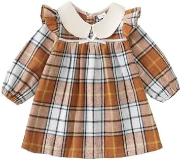 Kucnuzki Baby Girl Clothes Ruffle Long Sleeve Casual Plaid Dress Fall Winter Toddler Girls Dresse... | Amazon (US)