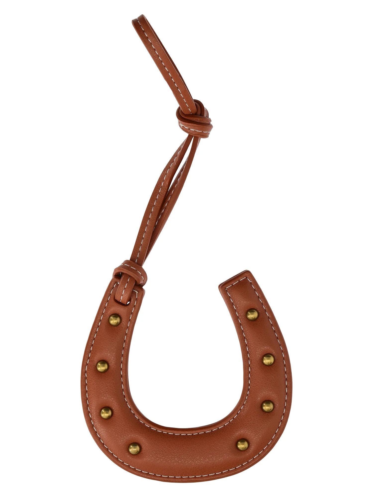 No Boundaries Women's Faux Leather Horseshoe Bag Charm, Brown | Walmart (US)