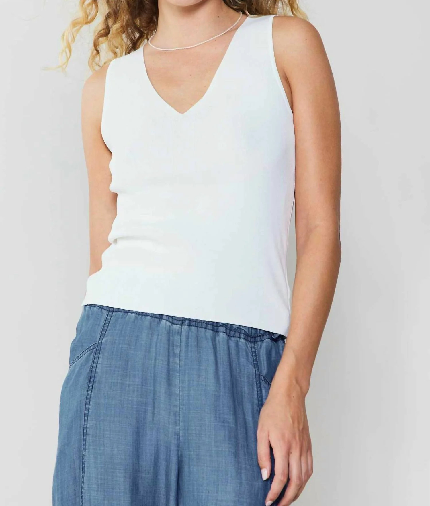 Knit Tank Top In White | Shop Simon
